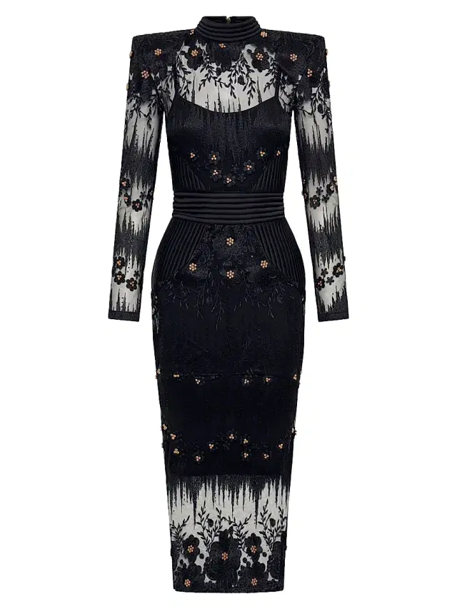 Women's L'Artiste Embellished Midi-Dress - Black