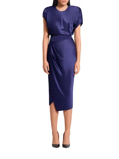 Zhivago Women's Bond Satin Pleated Asymmetric Midi-Dress - Ink - Size 4 | Thumbnail 2 Zhivago Women's Bond Satin Pleated Asymmetric Midi-Dress - Ink - Size 4 | Thumbnail 2