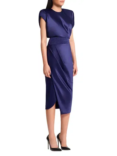 Zhivago Women's Bond Satin Pleated Asymmetric Midi-Dress - Ink - Size 4 | Thumbnail 3 Zhivago Women's Bond Satin Pleated Asymmetric Midi-Dress - Ink - Size 4 | Thumbnail 3