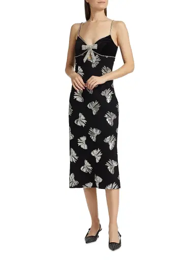 Rebecca Vallance Women's Valor Sequined Bow Midi-Dress | Thumbnail 2