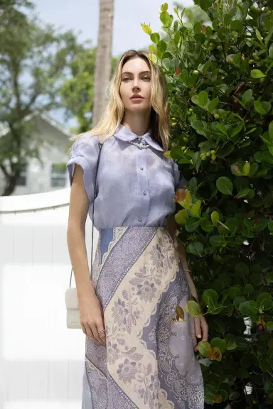 Zimmermann Crush Frilled Fitted Blouse | Thumbnail 1