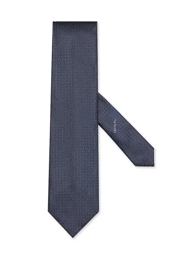 Men's Cento Fili Silk Tie - Dark Blue