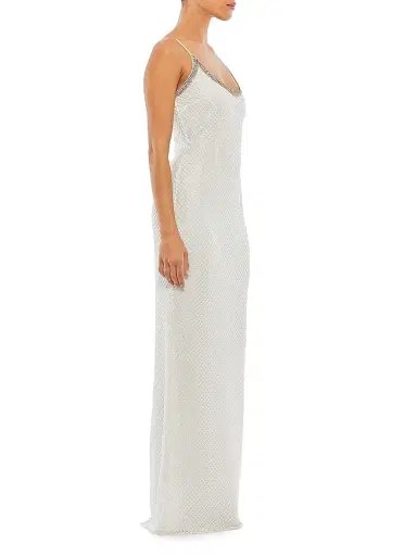 Mac Duggal Women's Embellished Grid Sheath Slip Gown - White | Thumbnail 2