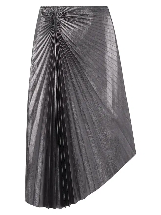A.L.C. Women's Tracy Metallic Faux-Leather Pleated Midi-Skirt - Slate Metallic