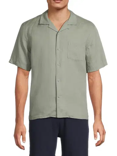 Onia Men's Linen-Blend Camp Shirt - Sage | Thumbnail 3