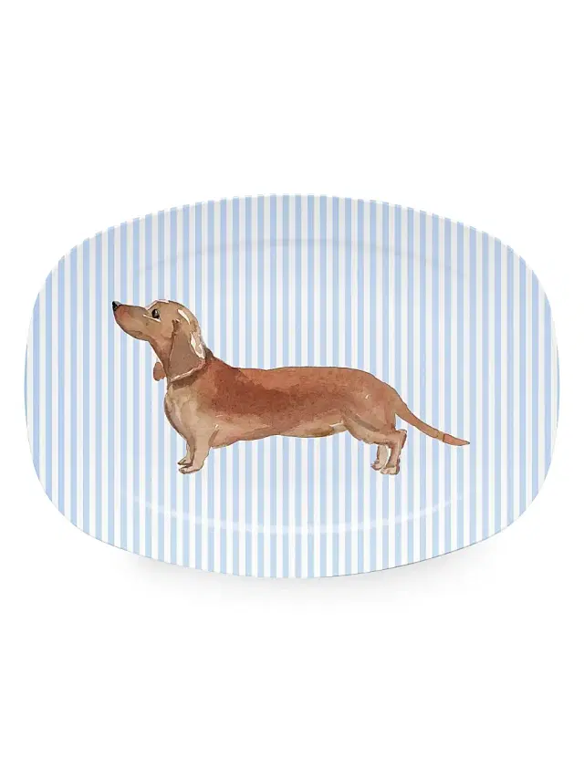 Mariposa Woof Woof Best Friends Tan Dachshund Platter