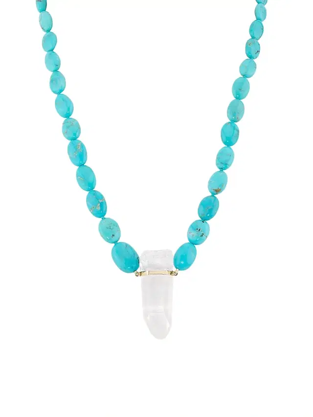 Women's Nevada 14K Yellow Gold, Turquoise & Crystal Quartz Pendant Necklace - Turquoise