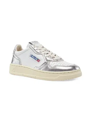 Autry Women's Medalist Metallic Leather Low-Top Sneakers - White Silver - Size 9 | Thumbnail 2