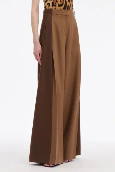 Oscar de la Renta Mixed Pleated Wide-Leg Pants | Thumbnail 2
