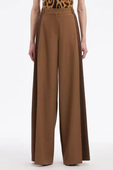 Oscar de la Renta Mixed Pleated Wide-Leg Pants | Thumbnail 4