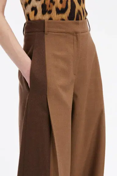 Oscar de la Renta Mixed Pleated Wide-Leg Pants | Thumbnail 6