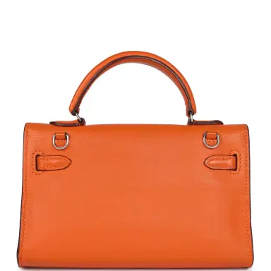 HERMÈS Pre-owned Hermes Micro Kelly 15 Orange Swift Palladium Hardware | Thumbnail 4 HERMÈS Pre-owned Hermes Micro Kelly 15 Orange Swift Palladium Hardware | Thumbnail 4