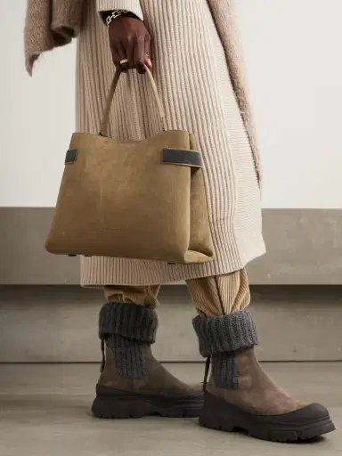 Brunello Cucinelli Bead-embellished Suede Shoulder Bag | Thumbnail 2 Brunello Cucinelli Bead-embellished Suede Shoulder Bag | Thumbnail 2