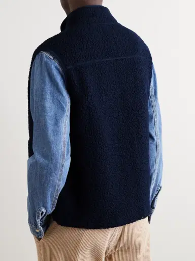Drake's Logo-Embroidered Wool-Blend Fleece Gilet - Men | Thumbnail 3 Drake's Logo-Embroidered Wool-Blend Fleece Gilet - Men | Thumbnail 3