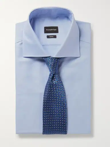 Zegna Light-Blue Trofeo Slim-Fit Cutaway-Collar Cotton-Poplin Shirt - Men | Thumbnail 6 Zegna Light-Blue Trofeo Slim-Fit Cutaway-Collar Cotton-Poplin Shirt - Men | Thumbnail 6