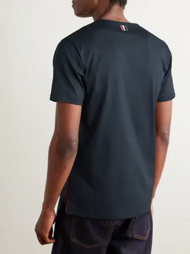Thom Browne Slim-Fit Grosgrain-Trimmed Cotton-Jersey T-Shirt - Men | Thumbnail 4 Thom Browne Slim-Fit Grosgrain-Trimmed Cotton-Jersey T-Shirt - Men | Thumbnail 4