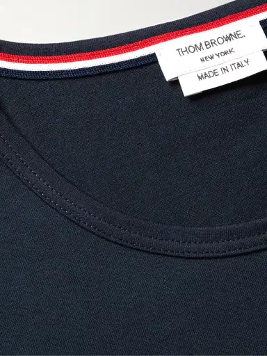 Thom Browne Slim-Fit Grosgrain-Trimmed Cotton-Jersey T-Shirt - Men | Thumbnail 5 Thom Browne Slim-Fit Grosgrain-Trimmed Cotton-Jersey T-Shirt - Men | Thumbnail 5