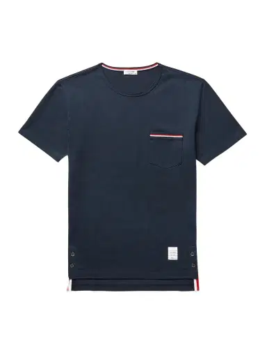 Thom Browne Slim-Fit Grosgrain-Trimmed Cotton-Jersey T-Shirt - Men | Thumbnail 1 Thom Browne Slim-Fit Grosgrain-Trimmed Cotton-Jersey T-Shirt - Men | Thumbnail 1