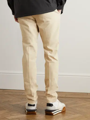 Loro Piana Pantaflat Slim-Fit Pleated Stretch-Cotton Trousers - Men | Thumbnail 3 Loro Piana Pantaflat Slim-Fit Pleated Stretch-Cotton Trousers - Men | Thumbnail 3