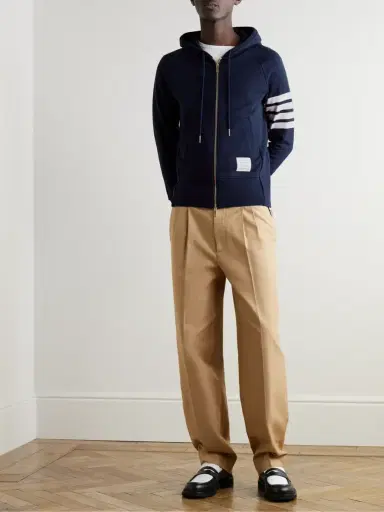 Thom Browne Slim-Fit Striped Loopback Cotton-Jersey Zip-Up Hoodie - Men | Thumbnail 2
