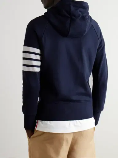 Thom Browne Slim-Fit Striped Loopback Cotton-Jersey Zip-Up Hoodie - Men | Thumbnail 3