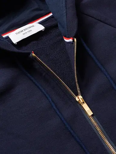 Thom Browne Slim-Fit Striped Loopback Cotton-Jersey Zip-Up Hoodie - Men | Thumbnail 4