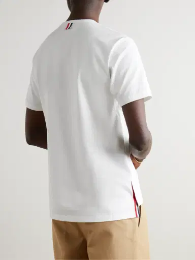 Thom Browne Slim-Fit Grosgrain-Trimmed Cotton-Jersey T-Shirt - Men | Thumbnail 4 Thom Browne Slim-Fit Grosgrain-Trimmed Cotton-Jersey T-Shirt - Men | Thumbnail 4