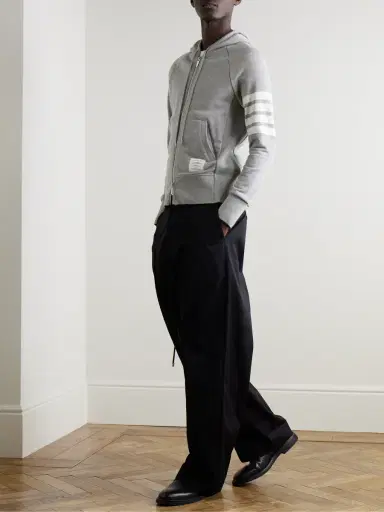 Thom Browne Striped Loopback Cotton-Jersey Zip-Up Hoodie - Men | Thumbnail 2 Thom Browne Striped Loopback Cotton-Jersey Zip-Up Hoodie - Men | Thumbnail 2