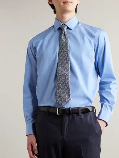 Charvet Blue Cotton Shirt - Men | Thumbnail 2 Charvet Blue Cotton Shirt - Men | Thumbnail 2