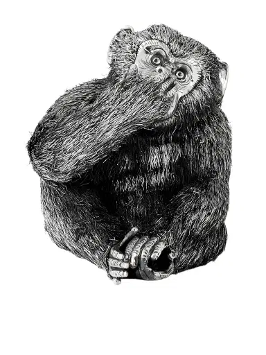 Buccellati Speak-No-Evil Monkey Silver Ornament - Men | Thumbnail 1 Buccellati Speak-No-Evil Monkey Silver Ornament - Men | Thumbnail 1