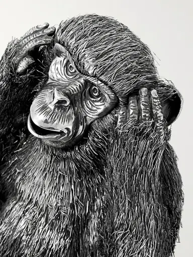 Buccellati Hear-No-Evil Monkey Silver Ornament - Men | Thumbnail 3 Buccellati Hear-No-Evil Monkey Silver Ornament - Men | Thumbnail 3