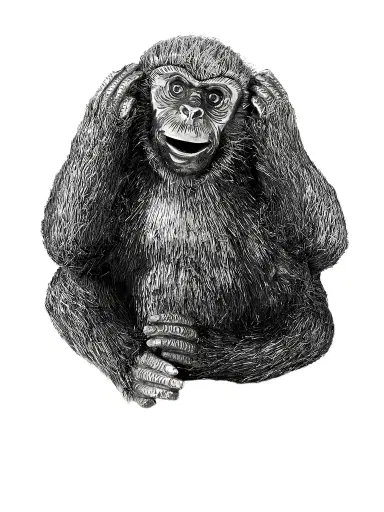 Buccellati Hear-No-Evil Monkey Silver Ornament - Men | Thumbnail 1 Buccellati Hear-No-Evil Monkey Silver Ornament - Men | Thumbnail 1