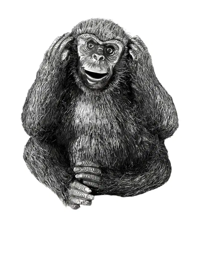 Hear-No-Evil Monkey Silver Ornament - Men
