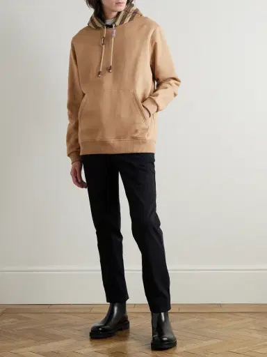 Burberry Checked Cotton-Blend Jersey Hoodie - Men | Thumbnail 2 Burberry Checked Cotton-Blend Jersey Hoodie - Men | Thumbnail 2
