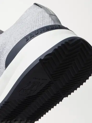 Brunello Cucinelli Leather-Trimmed Stretch-Knit Sneakers - Men | Thumbnail 5 Brunello Cucinelli Leather-Trimmed Stretch-Knit Sneakers - Men | Thumbnail 5