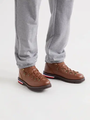 Moncler Striped Full-Grain Leather Boots - Men | Thumbnail 3 Moncler Striped Full-Grain Leather Boots - Men | Thumbnail 3