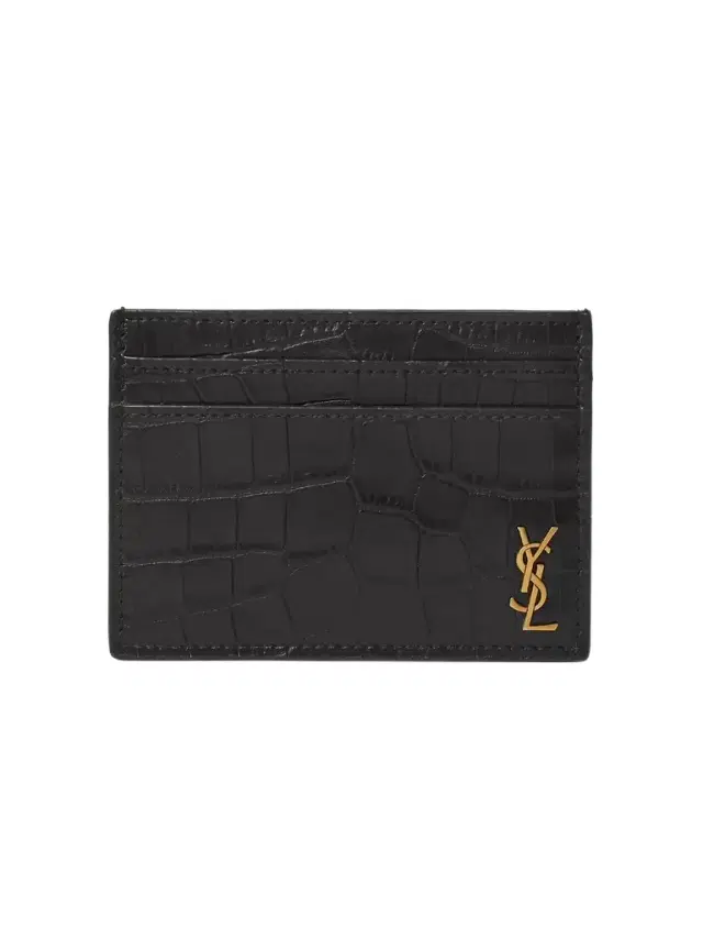 Logo-Appliquéd Croc-Effect Leather Cardholder - Men