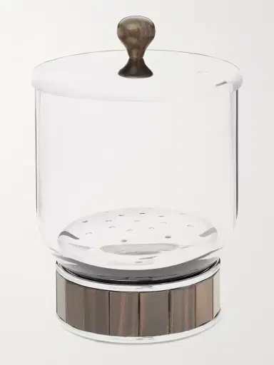 Lorenzi Milano Glass, Stainless Steel and Ebony Ice Bucket - Men | Thumbnail 2