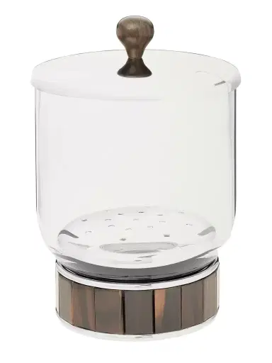 Lorenzi Milano Glass, Stainless Steel and Ebony Ice Bucket - Men | Thumbnail 1
