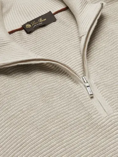 Loro Piana Slim-Fit Ribbed Silk, Cashmere and Linen-Blend Half-Zip Sweater - Men | Thumbnail 4 Loro Piana Slim-Fit Ribbed Silk, Cashmere and Linen-Blend Half-Zip Sweater - Men | Thumbnail 4