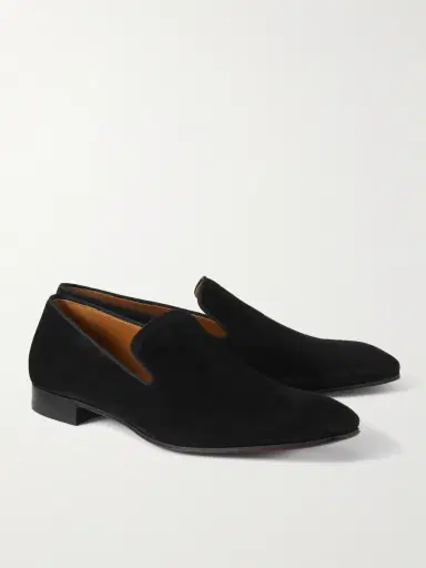 Christian Louboutin Dandelion Grosgrain-Trimmed Suede Loafers - Men | Thumbnail 3