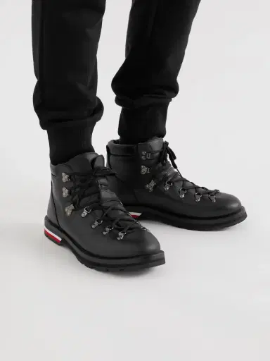 Moncler Striped Full-Grain Leather Boots - Men | Thumbnail 3 Moncler Striped Full-Grain Leather Boots - Men | Thumbnail 3
