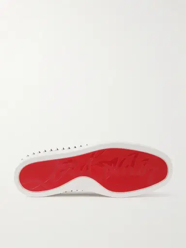 Christian Louboutin Pik Boat Spiked Glittered Logo-Print Canvas Slip-On Sneakers - Men | Thumbnail 3