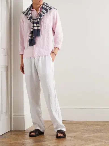 Vilebrequin Pacha Wide-Leg Linen Drawstring Trousers - Men | Thumbnail 2 Vilebrequin Pacha Wide-Leg Linen Drawstring Trousers - Men | Thumbnail 2