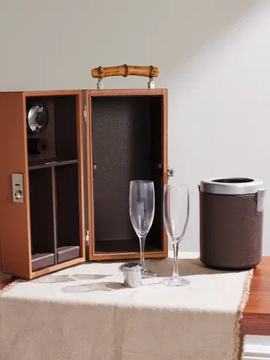 Lorenzi Milano Full-Grain Leather and Bamboo Travel Champagne Cabinet - Men | Thumbnail 2 Lorenzi Milano Full-Grain Leather and Bamboo Travel Champagne Cabinet - Men | Thumbnail 2