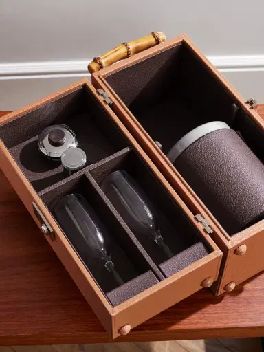 Lorenzi Milano Full-Grain Leather and Bamboo Travel Champagne Cabinet - Men | Thumbnail 5 Lorenzi Milano Full-Grain Leather and Bamboo Travel Champagne Cabinet - Men | Thumbnail 5