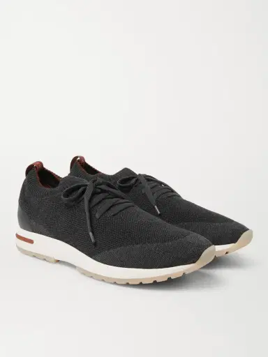 Loro Piana 360 Flexy Walk Leather-Trimmed Knitted Wish Wool Sneakers - Men | Thumbnail 3