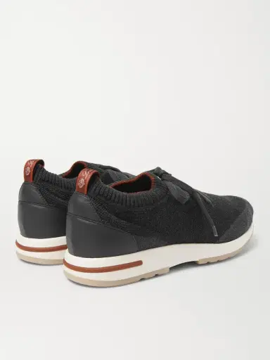 Loro Piana 360 Flexy Walk Leather-Trimmed Knitted Wish Wool Sneakers - Men | Thumbnail 4