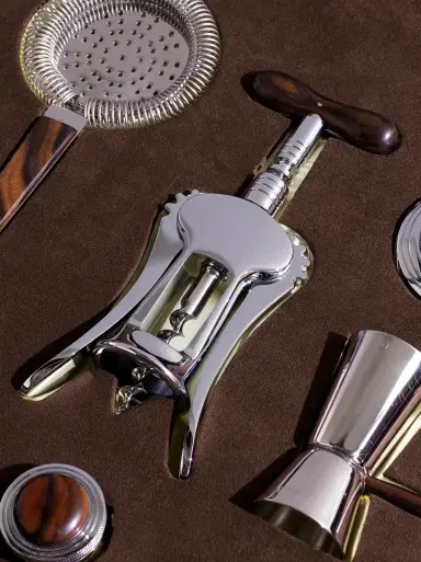 Lorenzi Milano Ebony, Leather and Stainless Steel Bar Set - Men | Thumbnail 4