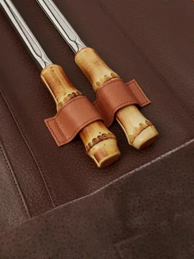 Lorenzi Milano Bamboo, Leather and Stainless Steel Travel BBQ Set - Men | Thumbnail 5 Lorenzi Milano Bamboo, Leather and Stainless Steel Travel BBQ Set - Men | Thumbnail 5